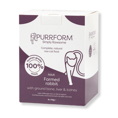Purrform Farmed Rabbit with Ground Bone Liver & Kidney 6x70g
