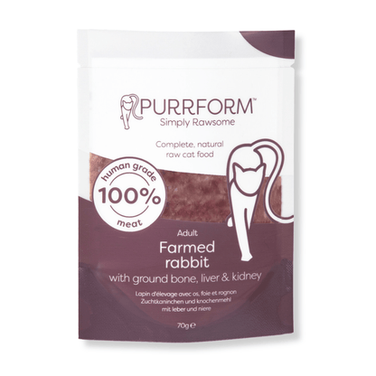 Purrform Farmed Rabbit with Ground Bone Liver & Kidney 6x70g