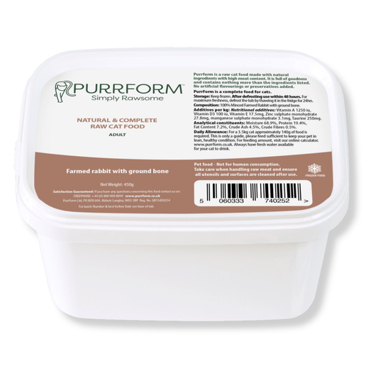 Purrform Farmed Rabbit with Ground Bone 450g