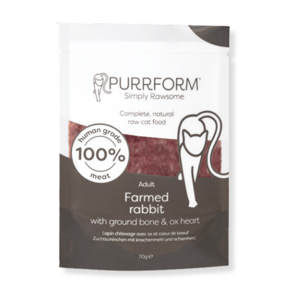 Purrform Farmed Rabbit With Ground Bone & Ox Heart 6 x 70g